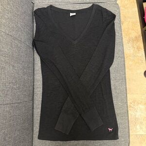 Victoria’s Secret PINK Black V-Neck Long Sleeve Top
